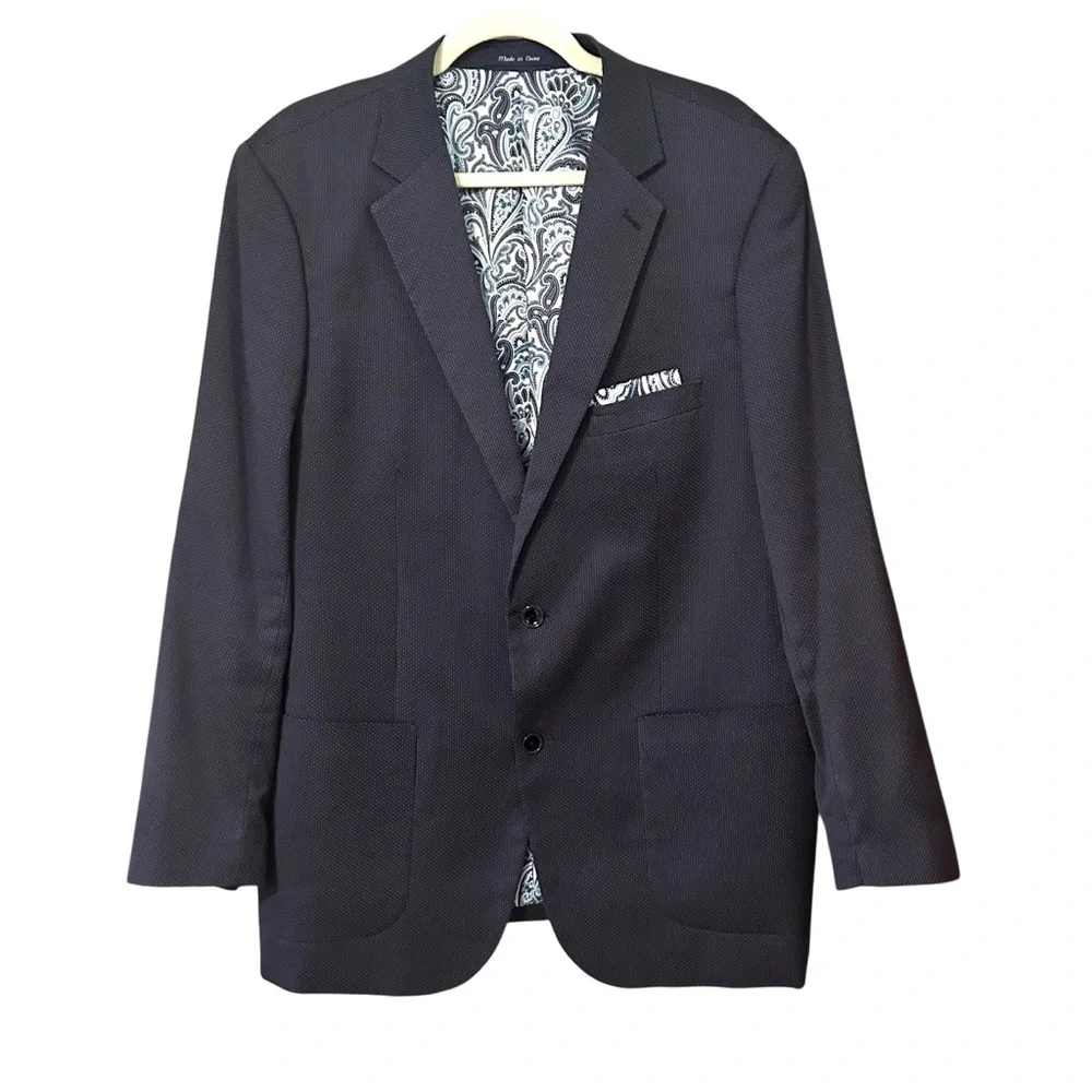 Alan Flusser Blazer Men’s Navy Micro Dot Sport Coat Jacket Business Formal Sz L